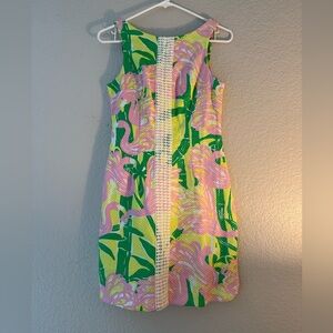 Lilly Pulitzer For Target Pink Flamingo Fan Dance Shift Dress Size 2